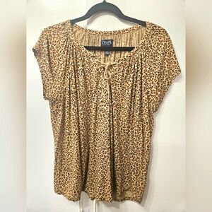 Chaps Cheetah Women Lace Up Top size L